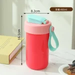 ظرف غذا همراه قمقمه مدل MY BOX مینیمال 1000ML نمای ابعاد قمقمه