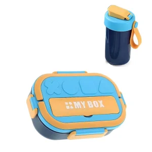 ظرف غذا همراه قمقمه مدل MY BOX مینیمال 1000ML نمای رو به رو رنگ سرمه ای
