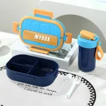 ظرف غذا همراه قمقمه مدل MY BOX مینیمال 1000ML نمای فضای داخلی و قمقمه