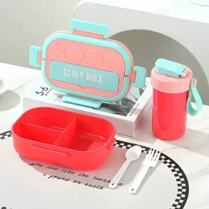 ظرف غذا همراه قمقمه مدل MY BOX مینیمال 1000ML نمای دوم فضای داخلی و قمقمه