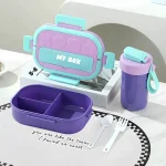 ظرف غذا همراه قمقمه مدل MY BOX مینیمال 1000ML نمای سوم فضای داخلی و قمقمه