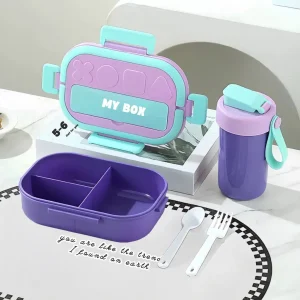 ظرف غذا همراه قمقمه مدل MY BOX مینیمال 1000ML نمای سوم فضای داخلی و قمقمه