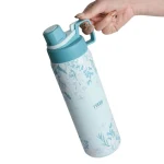 فلاسک درب پیچی برند TYESO طرح گل رنگ آبی