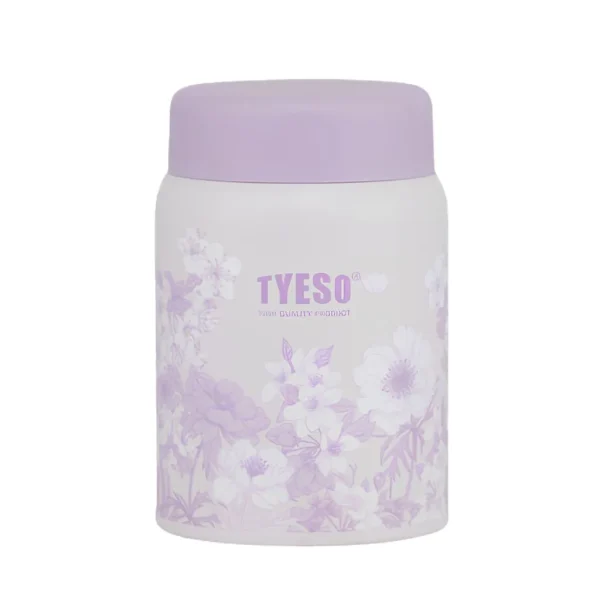 مینی فلاسک برند TYESO طرح گل رنگ بنفش نمای رو به رو
