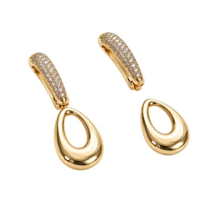 گوشواره زنانه ژوپینگ مدل دوتکه طرح طلا کد E425-11