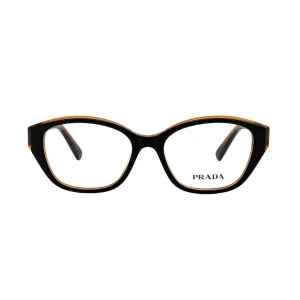 فریم عینک طبی Prada مدلPR26ZS رنگ مشکی قهوه ای نمای رو به رو