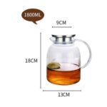 پارچ پیرکس درب استیل ابعاد