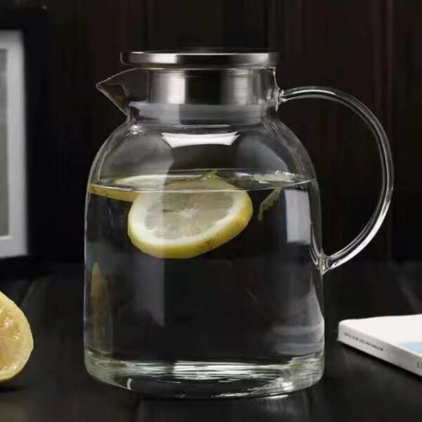 پارچ پیرکس درب استیل نمای رو به رو